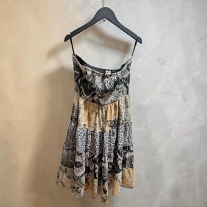Boho Strapless Smocked Mini Dress Animal Print Tiered Flowy Summer Sundress